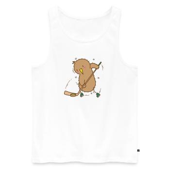 Kiwi joue au hockey Oiseau kiwi et fruits - Débardeur bio Premium Homme - blanc - Devant - AI Model Male 178 light (178cm)
