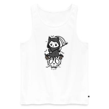Chat avec faux de style gothique effrayant - Débardeur bio Premium Homme - blanc - Devant - Michal (187cm)