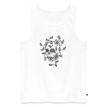 Knochenschädel Gothic mit Pflanzen Grusel - Männer Premium Bio Tank Top - Weiß - Vorne - Michal (187cm)