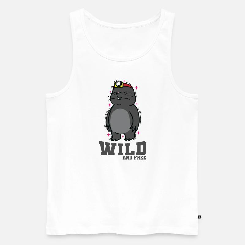 Wild Animal Mole Earthen Mound - Men's Premium Organic Tank Top - white