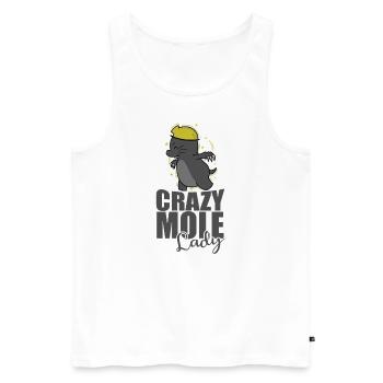 Crazy Mole Lady Animal Tertre Mound - Débardeur bio Premium Homme - blanc - Devant - AI Model Male 178 light (178cm)