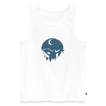 Baleine avec la lune et les étoiles - Débardeur bio Premium Homme - blanc - Devant - AI Model Male 178 light (178cm)
