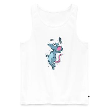 Rat jouant au badminton rongeur - Débardeur bio Premium Homme - blanc - Devant - Michal (187cm)