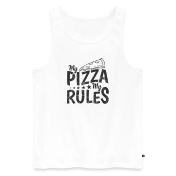Ma Pizza Mes Règles Italien et Fromage - Débardeur bio Premium Homme - blanc - Devant - AI Model Male 178 light (178cm)
