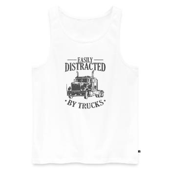 Easily Distracted by Trucks Occupation - Men's Premium Organic Tank Top - white - Front - Michal (187cm)