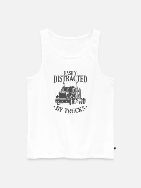 Easily Distracted by Trucks Occupation - Men's Premium Organic Tank Top - white