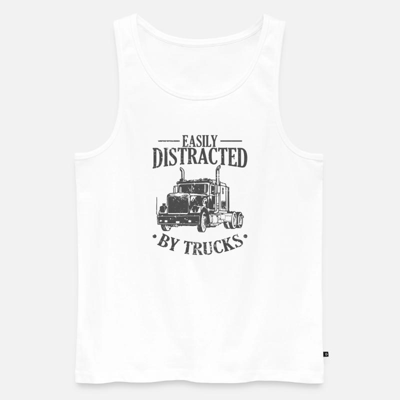 Easily Distracted by Trucks Occupation - Men's Premium Organic Tank Top - white