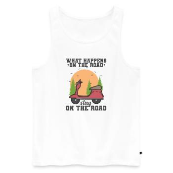 What happens on the Road stay on the Road - Men's Premium Organic Tank Top - white - Front - Michal (187cm)