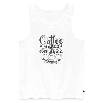 Coffee makes everything possible Caffeine Café - Men's Premium Organic Tank Top - white - Front - AI Model Male 178 light (178cm)