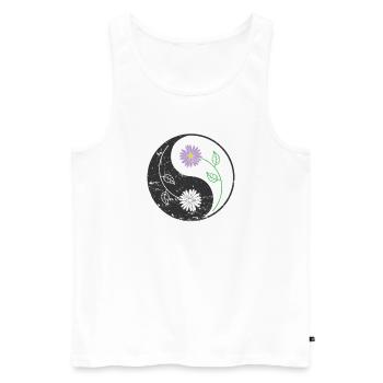 Blume Balance Yin and Yang Symbol Zeichen - Männer Premium Bio Tank Top - Weiß - Vorne - Michal (187cm)