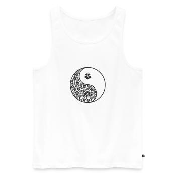 Feuilles Symbole Yin et Yang - Débardeur bio Premium Homme - blanc - Devant - AI Model Male 178 light (178cm)