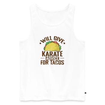 Donnera des conseils de karaté pour les tacos - Débardeur bio Premium Homme - blanc - Devant - AI Model Male 178 light (178cm)