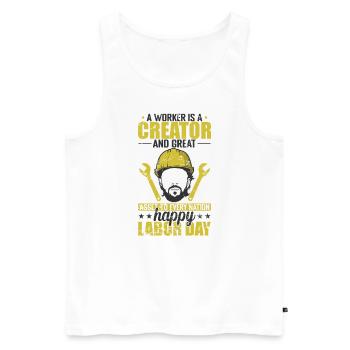 Worker is a Creator great Nation Labor Day - Männer Premium Bio Tank Top - Weiß - Vorne - AI Model Male 178 light (178cm)