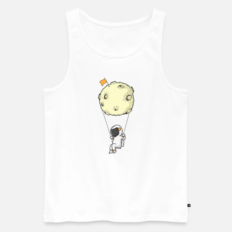 Astronaut with parachute moon - Men's Premium Organic Tank Top - white