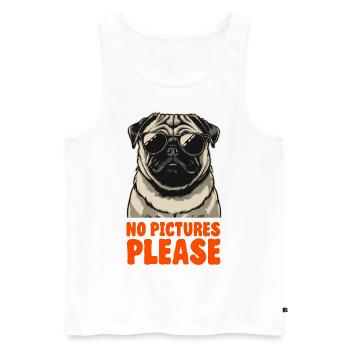 Mops mit Sonnenbrille - Keine Fotos Bitte - Men's Premium Organic Tank Top - white - Front - AI Model Male 178 light (178cm)