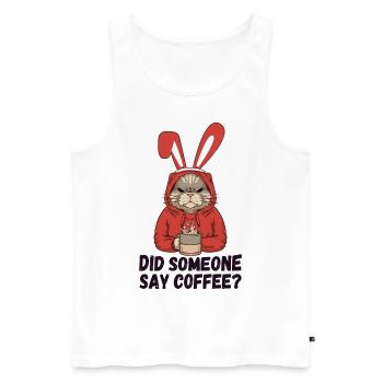 Did Someone Say Coffee? Moody Cat in Bunny Ears - Men's Premium Organic Tank Top - white - Front - AI Model Male 178 light (178cm)