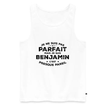 Benjamin Ein Vorname, eine Haltung Humor Benjamin - Männer Premium Bio Tank Top - Weiß - Vorne - AI Model Male 178 light (178cm)