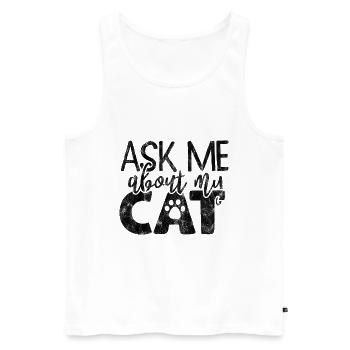 Posez-moi des questions sur mon chat - Drôles de dictons de chat - Débardeur bio Premium Homme - blanc - Devant - Michal (187cm)