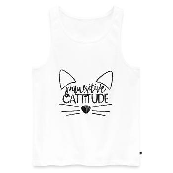 pawsitive cattitude - Lustige Katzen Sprüche - Männer Premium Bio Tank Top - Weiß - Vorne - AI Model Male 178 light (178cm)