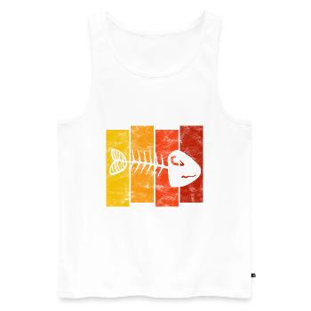 Arête de poisson pour les pêcheurs, les pêcheurs et les enfants | Poissons - Débardeur bio Premium Homme - blanc - Devant - AI Model Male 178 light (178cm)