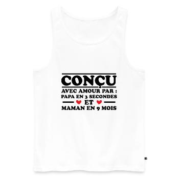 Conçu avec amour par papa et maman en 9 mois - Débardeur bio Premium Homme - blanc - Devant - AI Model Male 178 light (178cm)