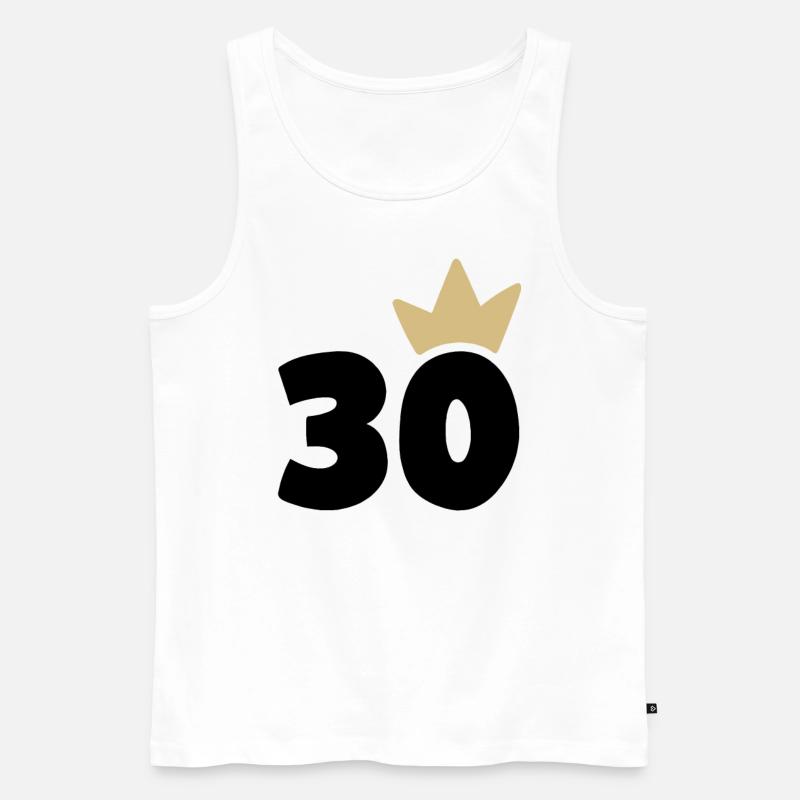 30 Krone Nummer 30 - Männer Premium Bio Tank Top - Weiß
