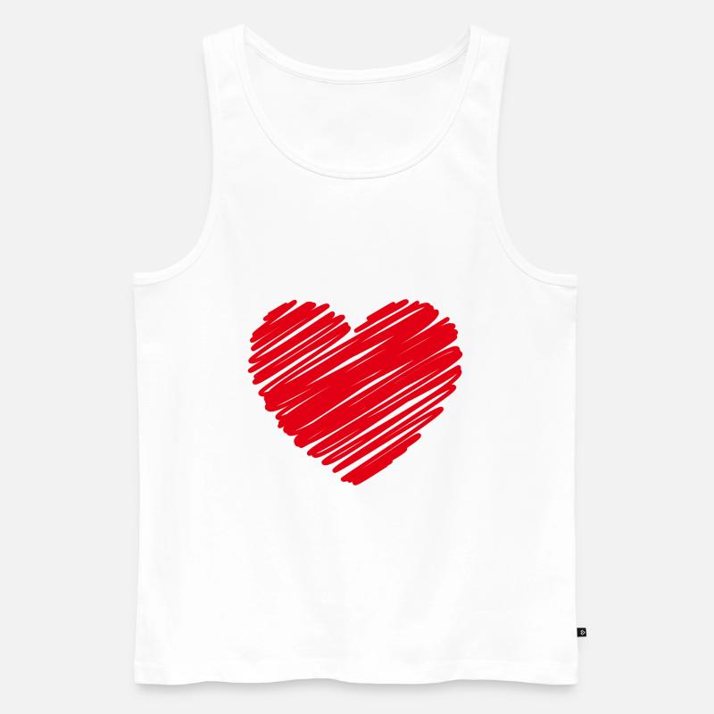 Herz Scribble Rot - Männer Premium Bio Tank Top - Weiß