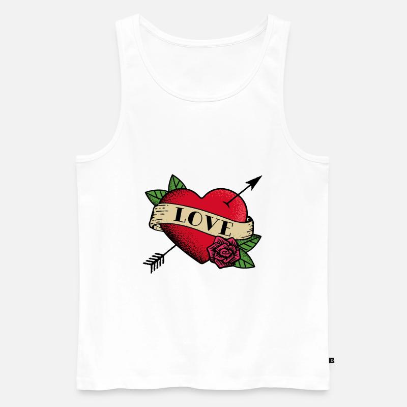Herz Tattoo Liebe - Männer Premium Bio Tank Top - Weiß
