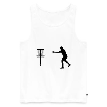 Disc Golfer Bestseller Design Shirt - Men's Premium Organic Tank Top - white - Front - Michal (187cm)