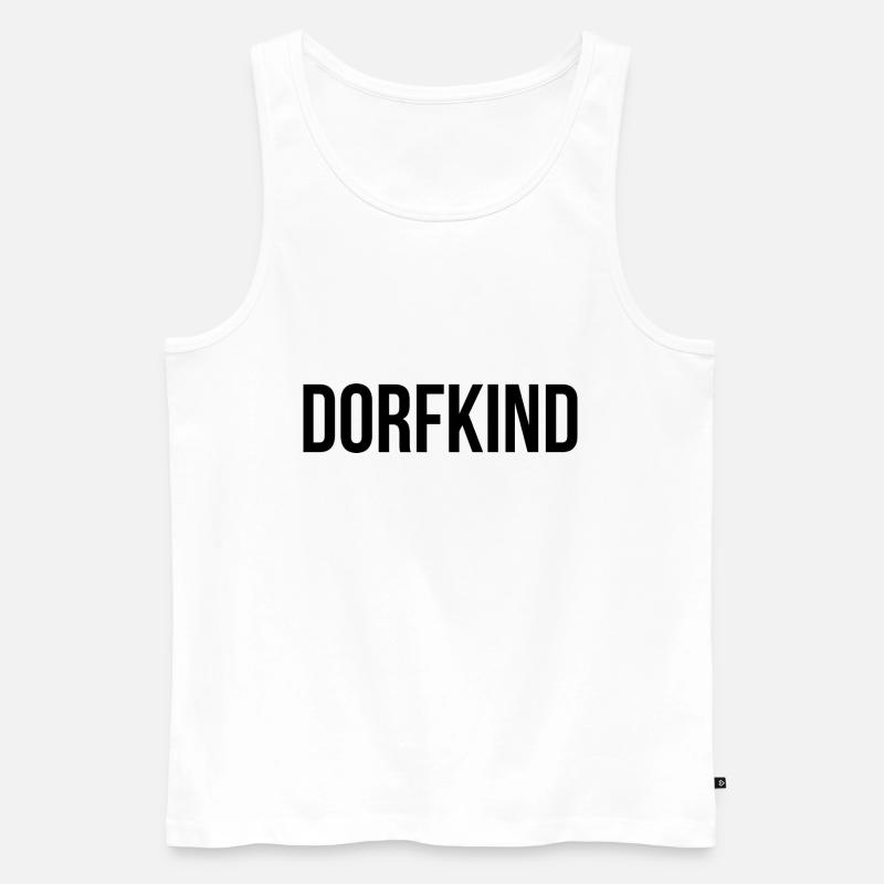 Dorfkind Spruch Schrift - Männer Premium Bio Tank Top - Weiß