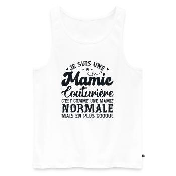 Mamie Couturière Humour Mamie Cadeau - Débardeur bio Premium Homme - blanc - Devant - Michal (187cm)