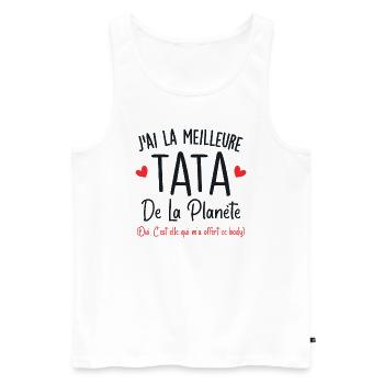J'ai la meilleure tata de la planète - Débardeur bio Premium Homme - blanc - Devant - Michal (187cm)