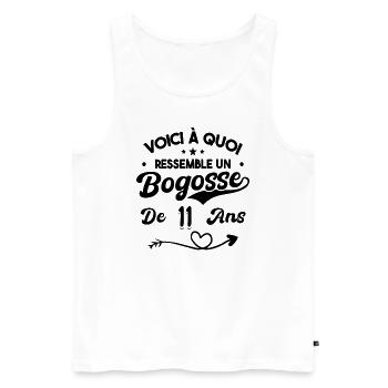 Bogosse 11 ans Cadeau Humour Anniversaire 11 ans - Débardeur bio Premium Homme - blanc - Devant - Michal (187cm)