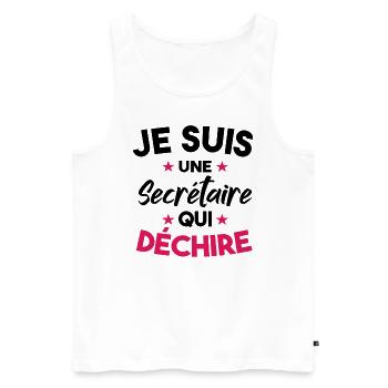 Je Suis Une Secrétaire Qui Déchire - Débardeur bio Premium Homme - blanc - Devant - AI Model Male 178 light (178cm)