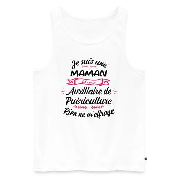 Maman et une Auxiliaire Puériculture Humour - Débardeur bio Premium Homme - blanc - Devant - Michal (187cm)