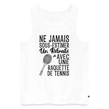 Cadeau Humour Tennis Homme Retraité - Débardeur bio Premium Homme - blanc - Devant - Michal (187cm)