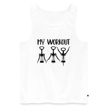 My Workout Fitness Wine Yoga Women Sport Funny - Débardeur bio Premium Homme - blanc - Devant - Michal (187cm)