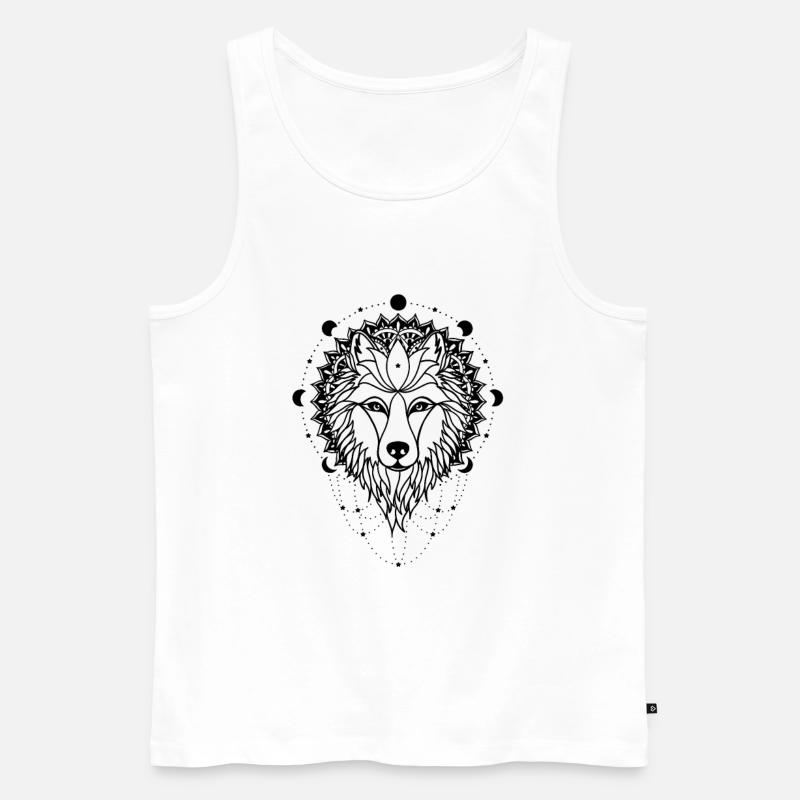 Wolf – Krafttier - Männer Premium Bio Tank Top - Weiß