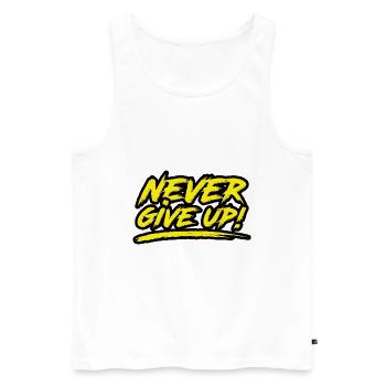 Never Give Up! - Men's Premium Organic Tank Top - white - Front - Michal (187cm)
