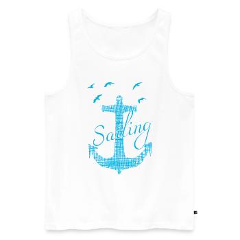 Sailing, sailing, Anker, Kapitän - Männer Premium Bio Tank Top - Weiß - Vorne - Michal (187cm)