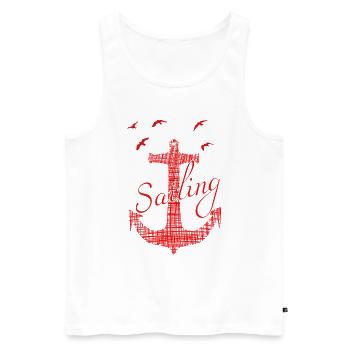 Sailing Anker Captain - Männer Premium Bio Tank Top - Weiß - Vorne - Michal (187cm)