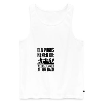 Old Punks Never Die, We Just Stand At The Back 4 - Men's Premium Organic Tank Top - white - Front - AI Model Male 178 light (178cm)