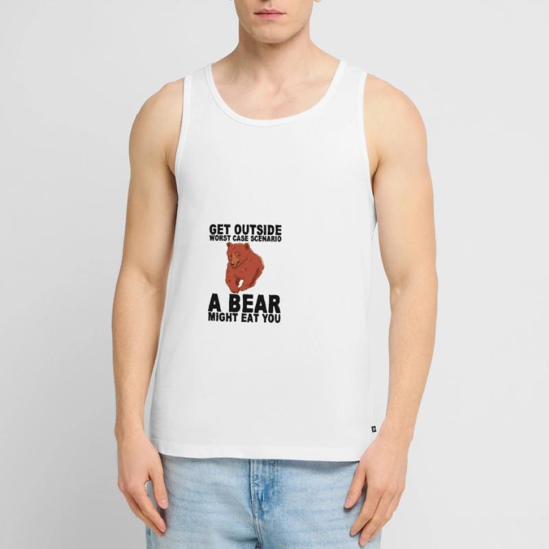 Get Outside, Worst Case Scenario, A Bear Eats You8 Men's Premium Organic Tank Top