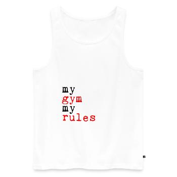 Ma salle de sport, mes règles 5 - Débardeur bio Premium Homme - blanc - Devant - Michal (187cm)