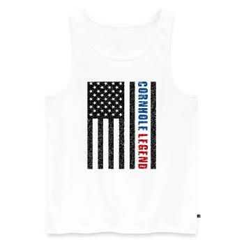 Cornhole Legend États-Unis - Débardeur bio Premium Homme - blanc - Devant - AI Model Male 178 light (178cm)
