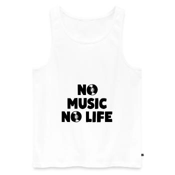 NO MUSIC NO LIFE Musikliebhaber Motto - Männer Premium Bio Tank Top - Weiß - Vorne - AI Model Male 178 light (178cm)