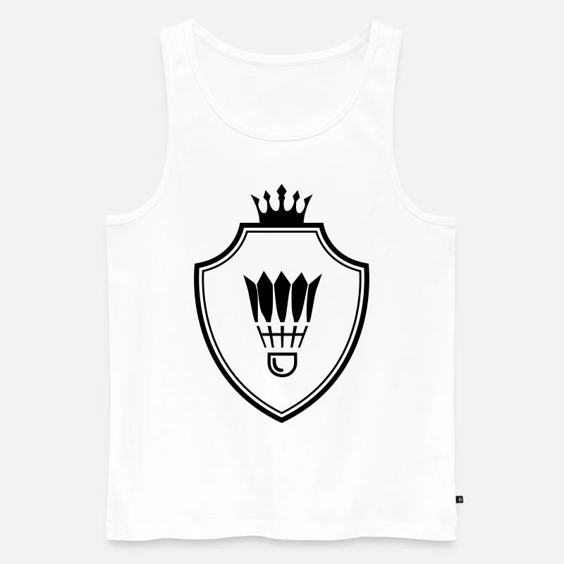 Badminton Wappen - Männer Premium Bio Tank Top - Weiß
