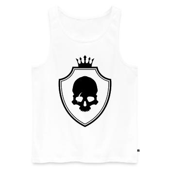 Armoiries du squelette Crâne - Débardeur bio Premium Homme - blanc - Devant - AI Model Male 178 light (178cm)