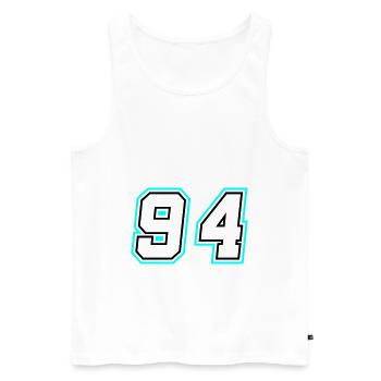 94 Nombre symbole - Débardeur bio Premium Homme - blanc - Devant - Michal (187cm)