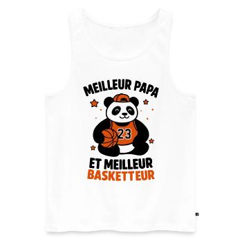 Meilleur basketteur meilleur papa Basket Sport - Débardeur bio Premium Homme - blanc - Devant - Michal (187cm)